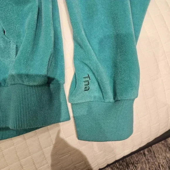 Aritzia TNA Boyfriend Terry Zip Up Aqua Size Medium - Picture 4 of 10